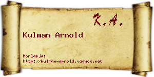 Kulman Arnold névjegykártya